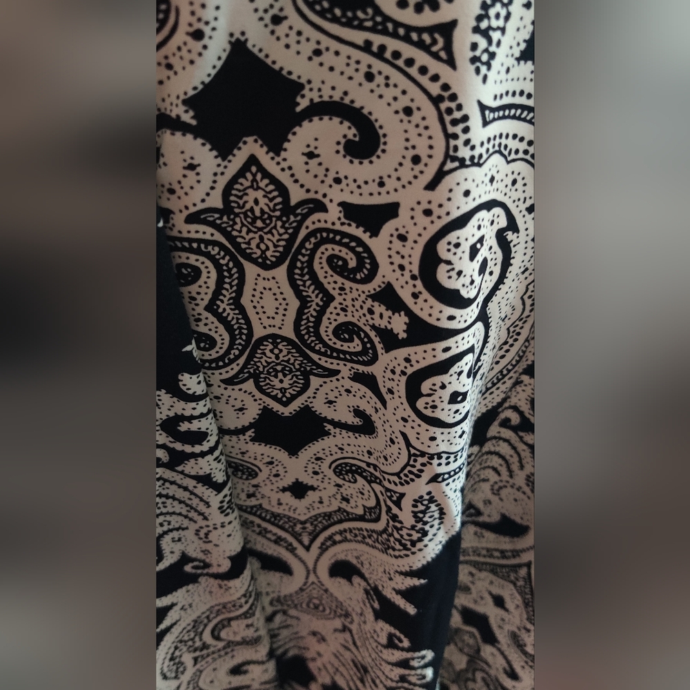 J. McLaughlin Black / Cream Catalina Cloth Paisley Dress Sz L - Picture 2 of 5